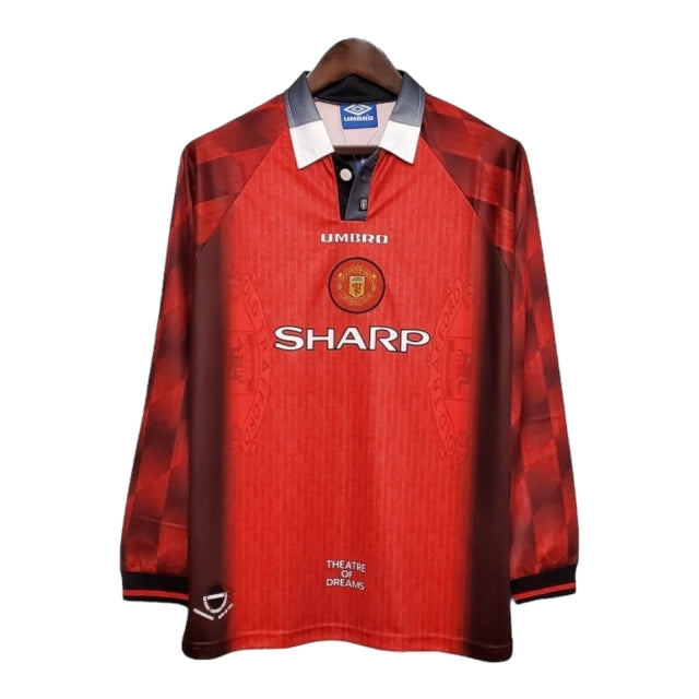 Camisa Manga Longa Retrô Manchester United I (Home) 96/97 - Torcedor Masculina - Vermelho - Manto Elegante