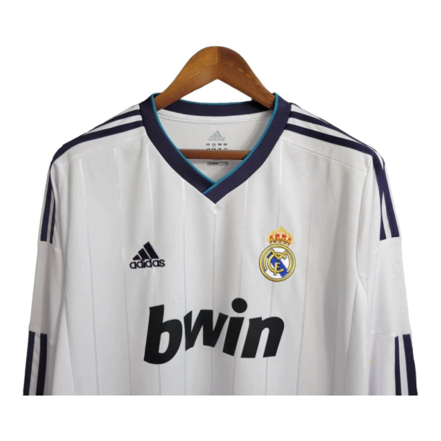 Camisa Manga Longa Retrô Real Madrid I (Home) 12/13 - Torcedor Masculina - Branco - Manto Elegante