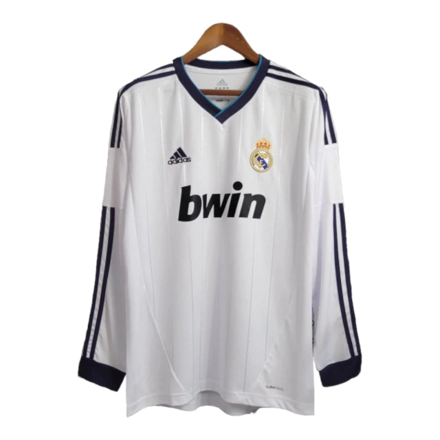 Camisa Manga Longa Retrô Real Madrid I (Home) 12/13 - Torcedor Masculina - Branco - Manto Elegante