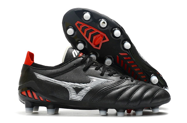 Chuteira de Campo Mizuno Morelia Neo FG Preto e Cinza - Manto Elegante