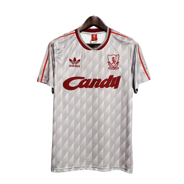 Camisa Retrô Liverpool II (Away) 1989 - Torcedor Masculina - Cinza - Manto Elegante