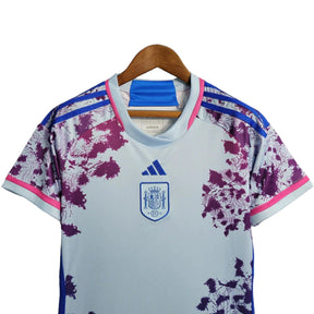 Camisa Seleção da Espanha II (Away) 23/24 - Torcedor Feminina - Branco, Azul e Rosa - Manto Elegante