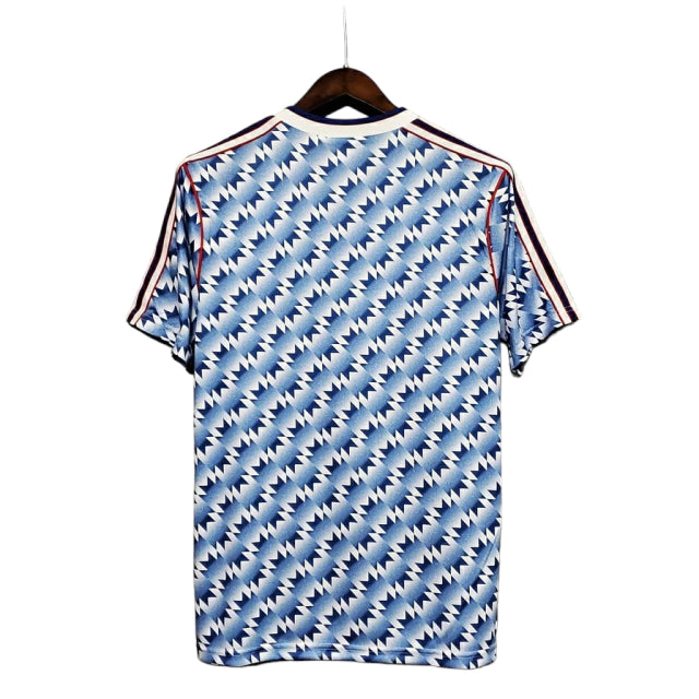 Camisa Retrô Manchester United II (Away) 1991 - Torcedor Masculina - Azul e Branco - Manto Elegante