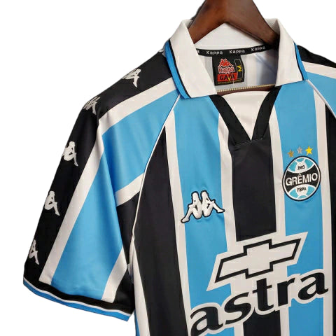 Camisa Retrô Grêmio I 2000 - Torcedor Masculina - Azul e Preto - Manto Elegante