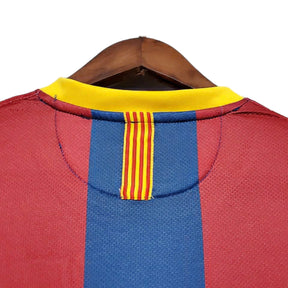 Camisa Retrô Barcelona I (Home) 2010 - Torcedor Masculina - Vermelho e Azul - Manto Elegante