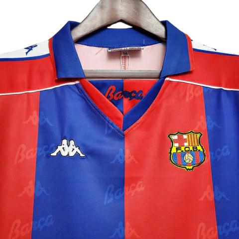 Camisa Retrô Barcelona I (Home) 1992 - Torcedor Masculina - Vermelho e Azul - Manto Elegante