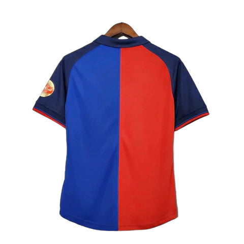 Camisa Retrô Barcelona I (Home) 1999 - Torcedor Masculina - Vermelho e Azul