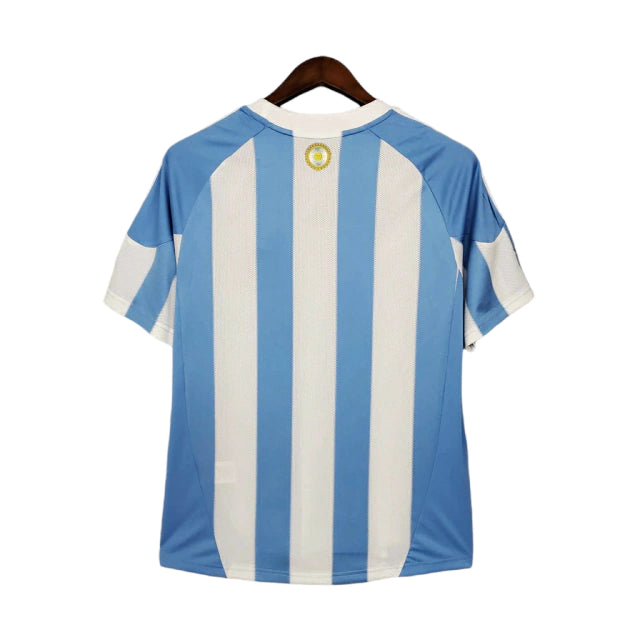 Camisa Retrô Seleção Argentina I (Home) 2010 - Torcedor Masculina - Branco e Azul - Manto Elegante