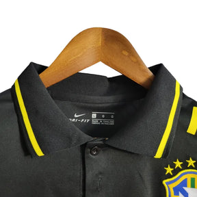 Camisa do Brasil 23/24 - Torcedor Masculina - Polo / Preto com Patrocínios - Manto Elegante