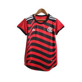 Camisa Flamengo III 22/23 - Torcedor Feminina - Vermelho e Preto - Manto Elegante