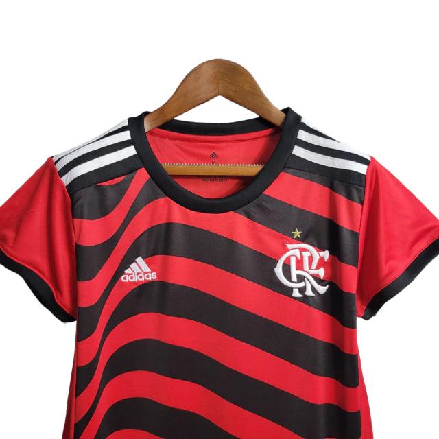 Camisa Flamengo III 22/23 - Torcedor Feminina - Vermelho e Preto - Manto Elegante