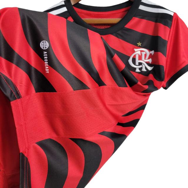 Camisa Flamengo III 22/23 - Torcedor Feminina - Vermelho e Preto - Manto Elegante