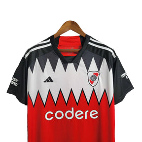 Camisa River Plate II (Away) 23/24 - Torcedor Masculina - Preto, Branco e Vermelho - Manto Elegante