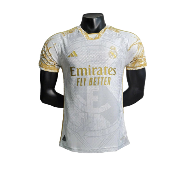 Camisa Real Madrid Edição Especial 23/24 - Jogador Masculina - Branco e Dourado