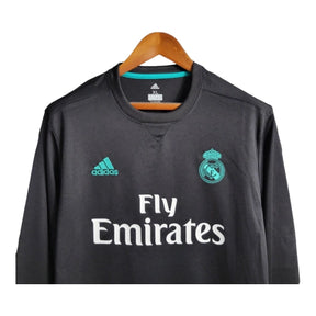 Camisa Manga Longa Retrô Real Madrid II (Away) 17/18 - Torcedor Masculina - Preto