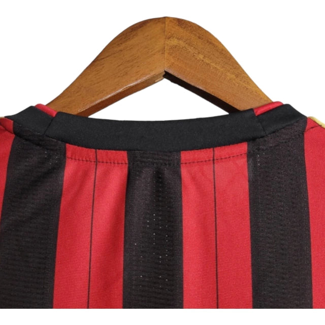 Camisa Manga Longa Retrô Milan I (Home) 13/14 - Torcedor Masculina - Vermelho e Preto