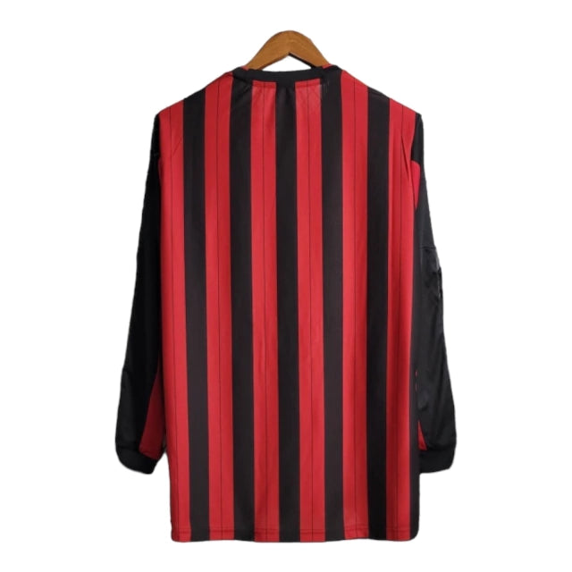 Camisa Manga Longa Retrô Milan I (Home) 13/14 - Torcedor Masculina - Vermelho e Preto