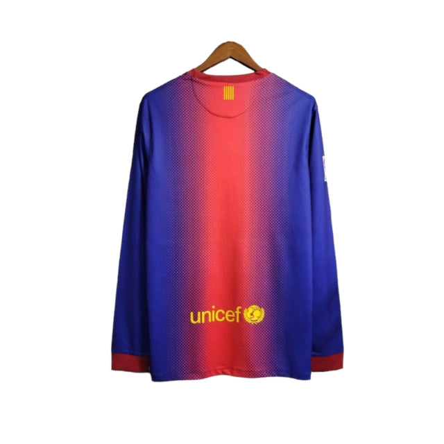 Camisa Manga Longa Retrô Barcelona I (Home) 12/13 - Torcedor Masculina - Vermelho e Azul