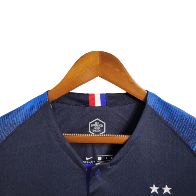 Camisa Manga Longa Retrô França I (Home) 2018 - Torcedor Masculina - Azul