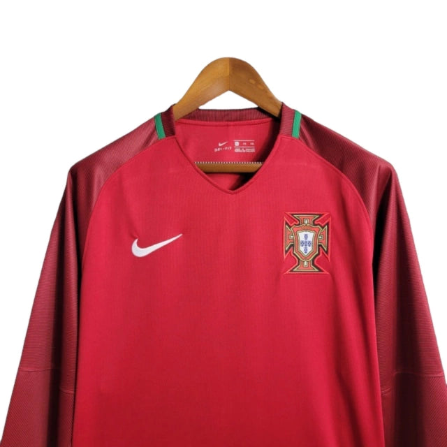 Camisa Manga Longa Retrô Portugal I (Home) 2016 - Torcedor Masculina - Vermelho