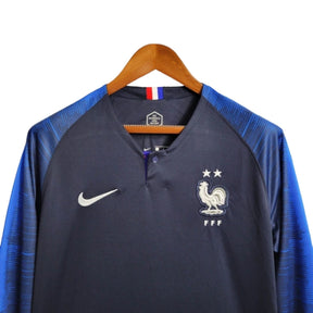 Camisa Manga Longa Retrô França I (Home) 2018 - Torcedor Masculina - Azul