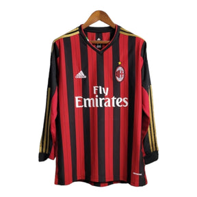 Camisa Manga Longa Retrô Milan I (Home) 13/14 - Torcedor Masculina - Vermelho e Preto