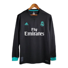 Camisa Manga Longa Retrô Real Madrid II (Away) 17/18 - Torcedor Masculina - Preto