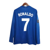 Camisa Manga Longa Retrô Manchester United III Cristiano Ronaldo #7 2008 - Torcedor Masculina - Azul
