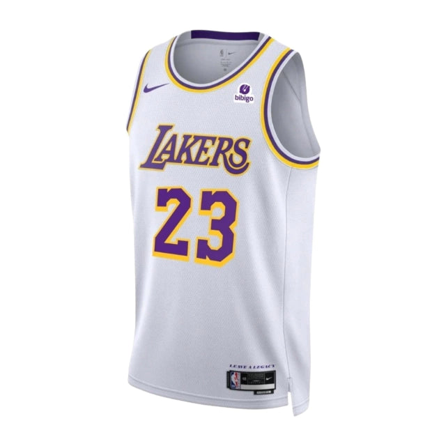 Camiseta Regata Los Angeles Lakers 23/24 - Masculina - Branco e Roxo