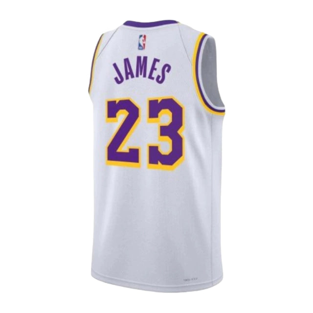 Camiseta Regata Los Angeles Lakers 23/24 - Masculina - Branco e Roxo