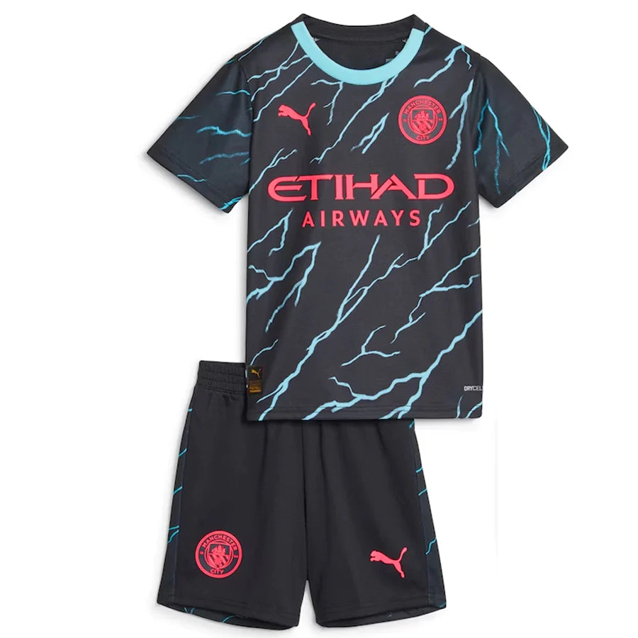 Conjunto Infantil Manchester City III (Third) 23/24 - Preto